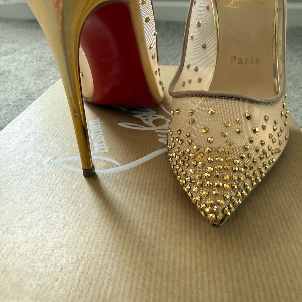 Christian Louboutin Gold Follies Strass heels - Picture 3 of 4